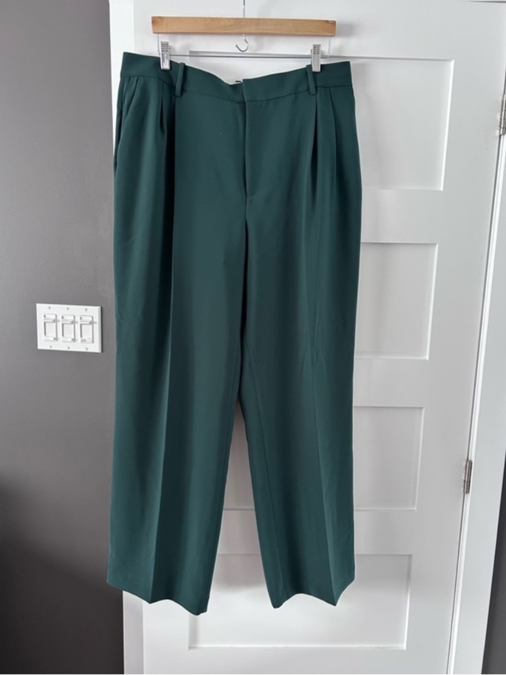 Simons Dark Green High-Waist Wide-Leg Trousers